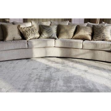 Katherine Carnaby Chrome Luxury Modern Plain Distressed Tonal Metallic Shimmer Hand-Woven High-Density Heavyweight Soft Textured Silky Viscose Silver Grey Rug-Asiatic Carpets-Rug Love - The Most Loved Rug Store